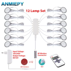 Under Cabinet LED Night Lights Display Case Closet Lamp Remote Control for Home Kitchen Showcase Wardrobe Cupboard Decor DC12V