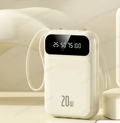 

Ультратонкий внешний аккумулятор на 20000 мАч со встроенными кабелями — портативное быстрое зарядное устройство большой емкости, компактный дизайн для путешествий и повседневного использования