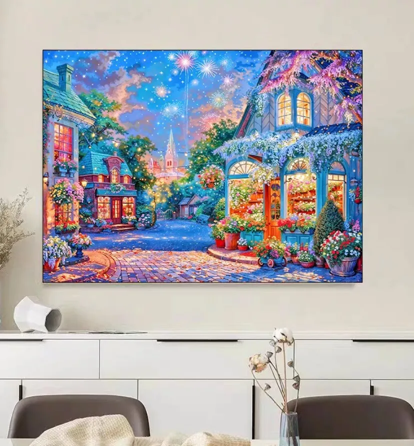 

9ct 60x80 см фейерверк уличные печатные наборы вышивка крестиком DIY набор для рукоделия в китайском стиле домашний декор ремесла