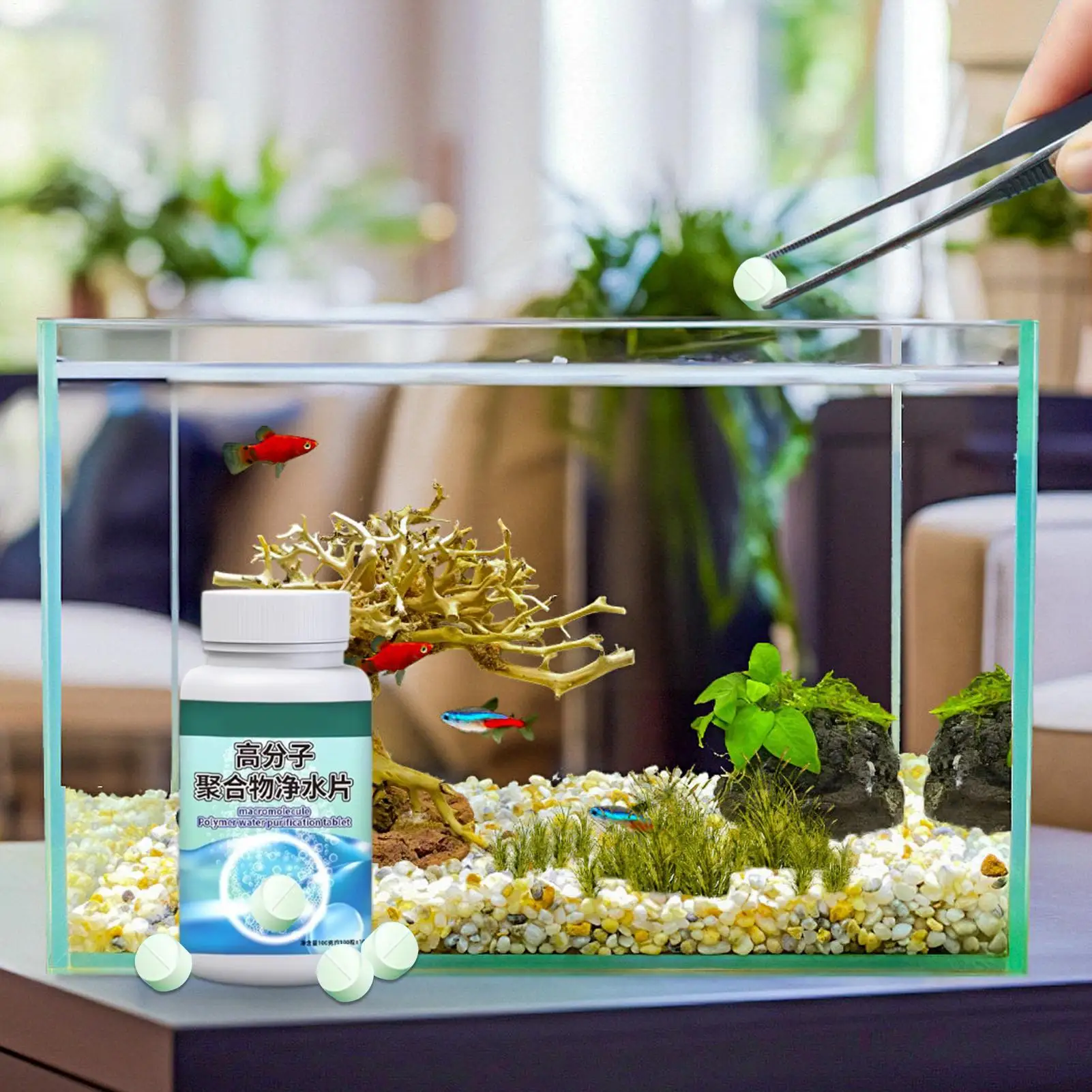 Fish Can Algae Remover Aquarium Water Purifier Tablets water Cleaning Agent For Fountain Betta Shrimp Turtle Home Indoor