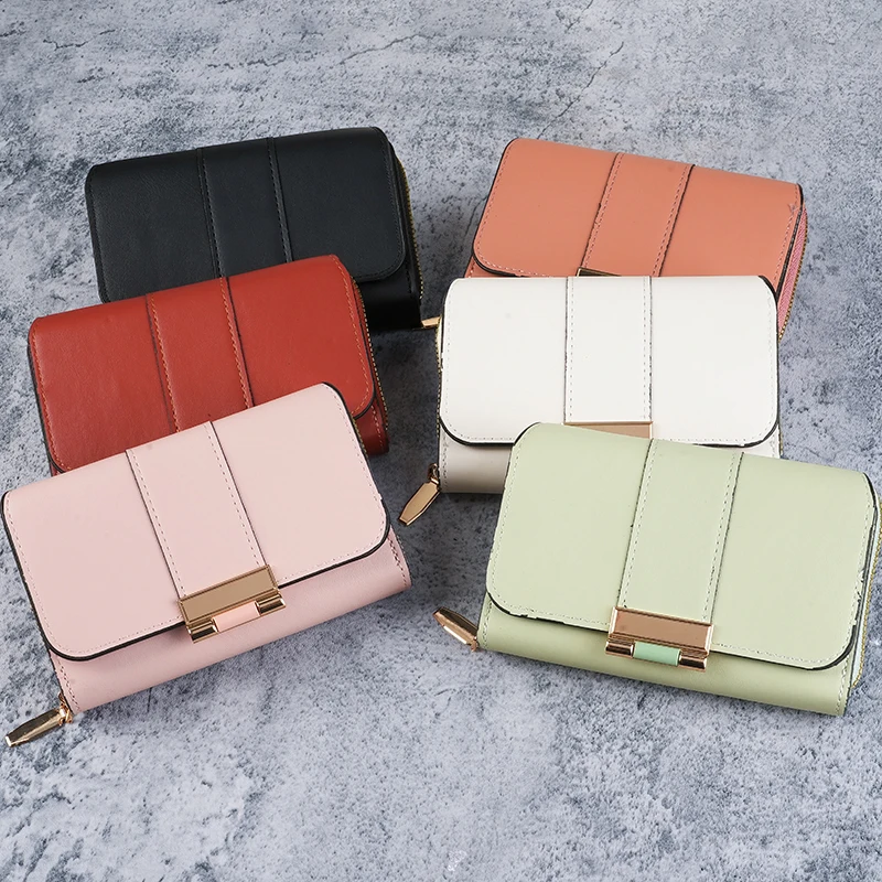 محفظة نسائية عصرية قصيرة راقية للعملات المعدنية، محفظة متعددة الوظائف قابلة للطي، حافظة بطاقات متعددة الفتحات، حامل بطاقات، حافظة عملات معدنية #3