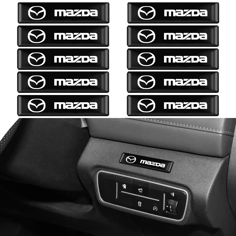 

10PCS 3D Epoxy Car Interior Stickers Logo Decals for Mazda 3 Mazda 6 CX-5 CX-30 Auto Accessories