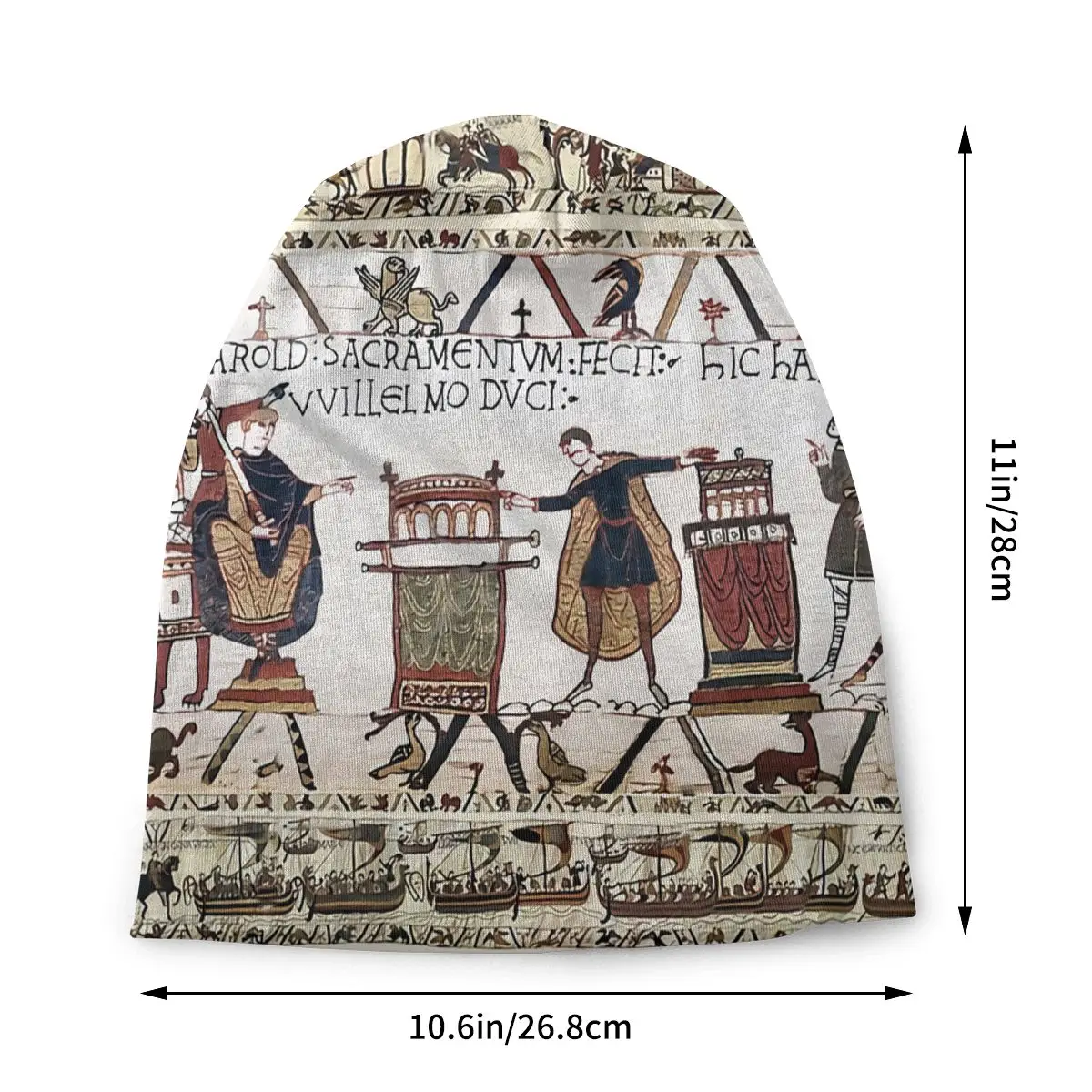 THE BAYEUX TAPESTRY Harold Made An Oath On Holy Relics To Duke William Viking Style Women's Beanies Caps Printed Pullover Cap