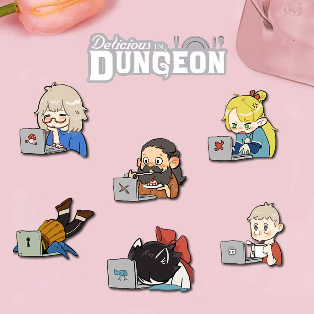 Anime Delicious in Dungeon Laios Touden Falin Touden Marcille Donato Cosplay Badge Acrylic Brooch Pin Jewelry Accessories