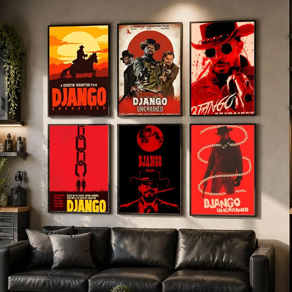 Famous Film D-Django Unchained Poster HD Waterproof Self-Adhesive Wall Art – Multi-Scene Use Top Gift Pick