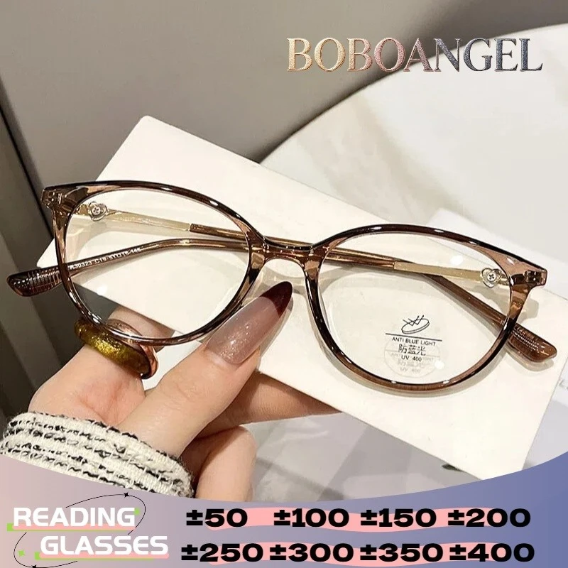 

Очки BOBOANGEL Clear Mocha Cat Eye с защитой от синего света, женские оптические очки с диоптриями, оправа на заказ, очки для чтения
