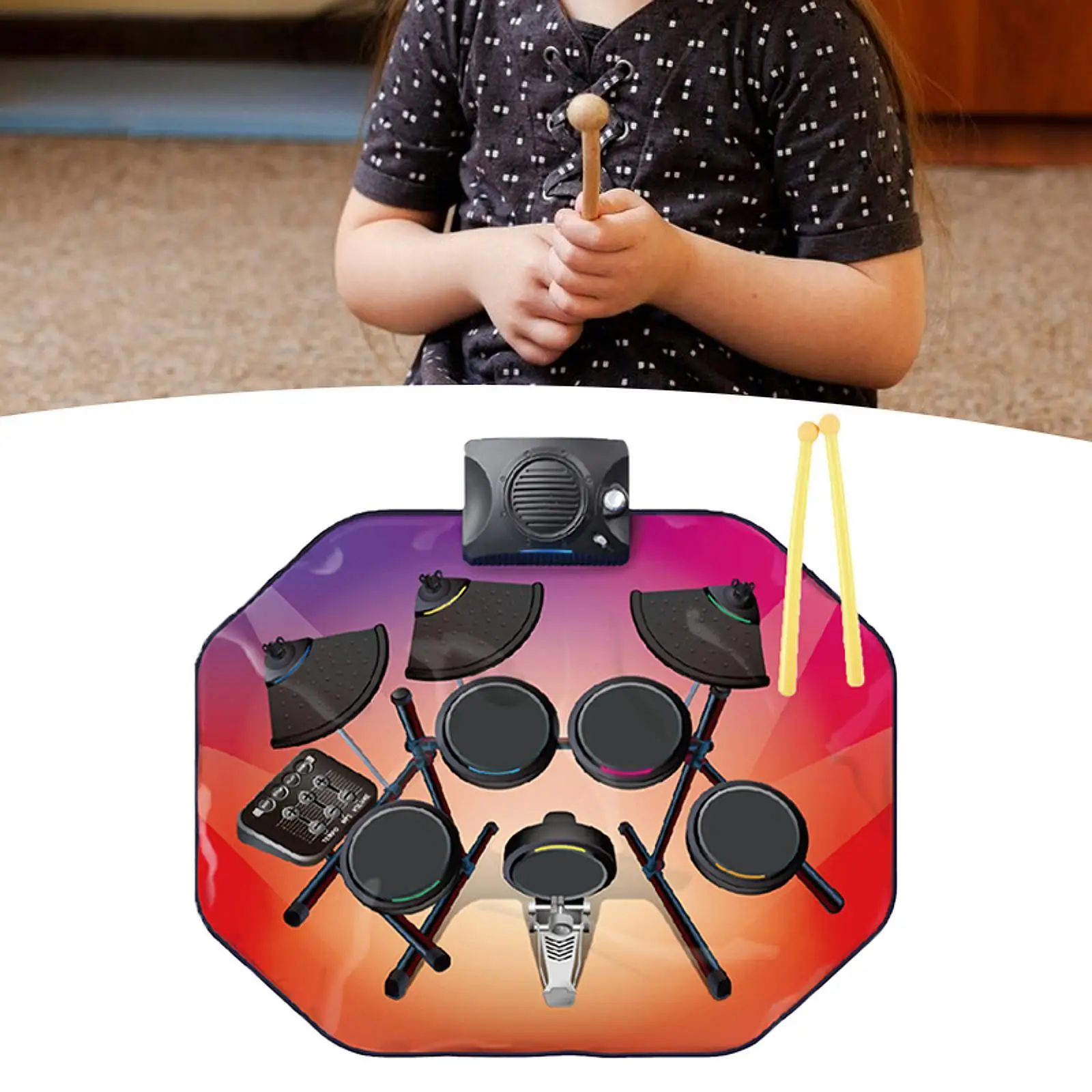 

Электронная барабанная установка, универсальные свернутые барабанные наборы для малышей, мальчиков и девочек