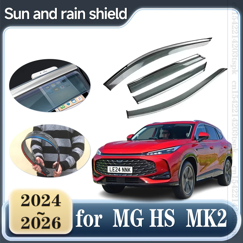 

Для MG HS Автомобильные аксессуары 2024 2025 2026 MK2 Солнцезащитные окна, двери, боковые вентиляционные козырьки, дефлекторы от дождя, защита от дыма, автомобильные аксессуары