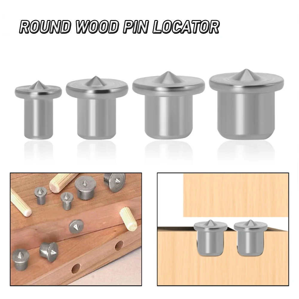 4Pcs Panel Furniture Positioning Carpentry Log Dowel Tips Round Log Pin DIY Locator Wooden Pin Center Punching Accessories