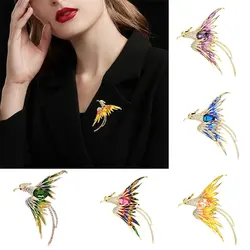 Squisita spilla Phoenix con strass per donna Spille colorate smaltate di lusso Borse di stoffa di moda Accessori Eleganti regali di gioielli per uccelli