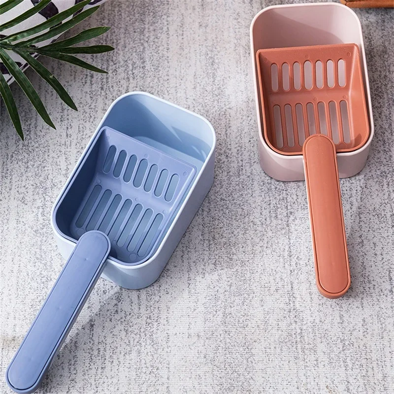 Pet Cat Litter Shovel Self cleaning With Base Multifunction Plastic Cat Litter Scoop Durable Cat Litter Box Shovel Pet Supplies