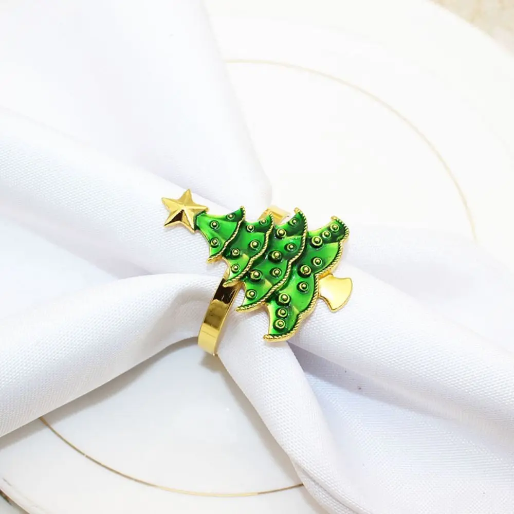 Metal Green Tree Napkin Buckle Circle Creative Christmas Tree Napkin Ring Portable Personalized Tissue Ring Wedding