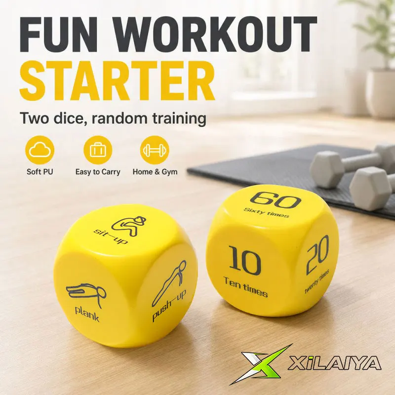 2-Piece Fun Fitness Dice Set, 6-Sided Exercise Game Dice for Push-Ups, Squats, Lunge, Sit-Ups, and Jumping Jacks, Portable Home