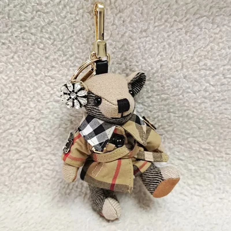 Cashmere Teddy Bear Trench Coat Bear Charm Car Keychain Hanging Ornament Couple Bag Pendant Cute Gift Women Men