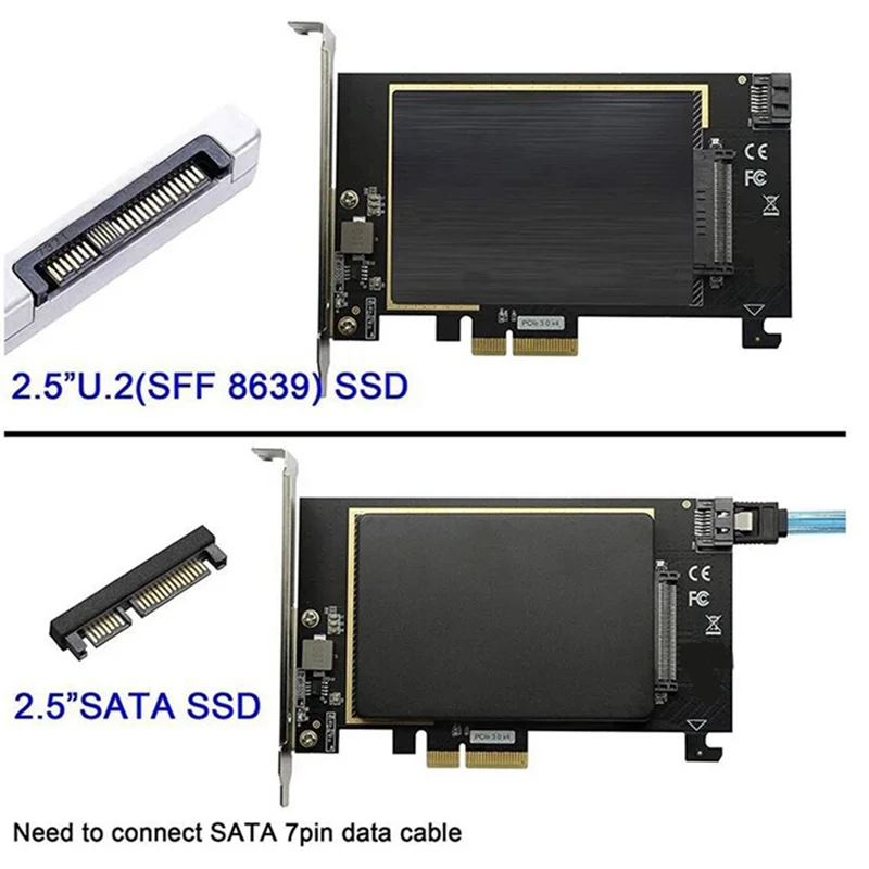 U2 PCIE X4 to U.2 Adapter Card SFF8639 NVMe SSD Expansion Card SSD Solid State Drive Cconversion Card PCIE Riser