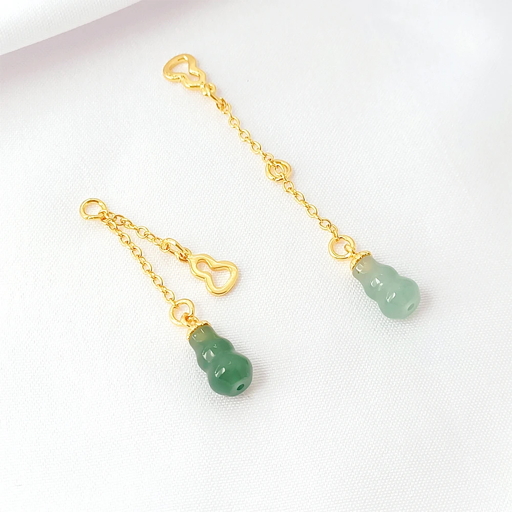 Brass Plated with Genuine Gold Zircon Inlaid Gourd Tassel Pendant with Separated Beads DIY Jewelry Making Accessories Materials