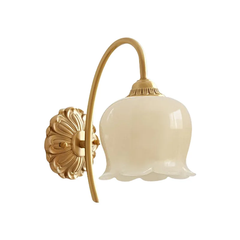 

French brass living room lily of the valley flower wall lamp, luxury bedside background wall decorative lamp