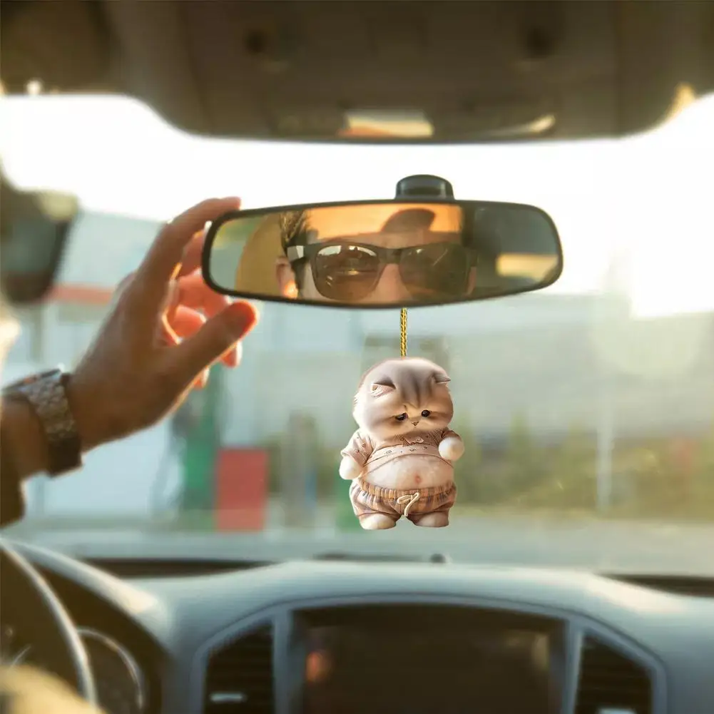 

2D Acrylic Car Hanging Pendant Rearview Mirror Decoration Decor Car Hanging Compact Interior Cute Ornament Cat-Shaped Cats N8D2
