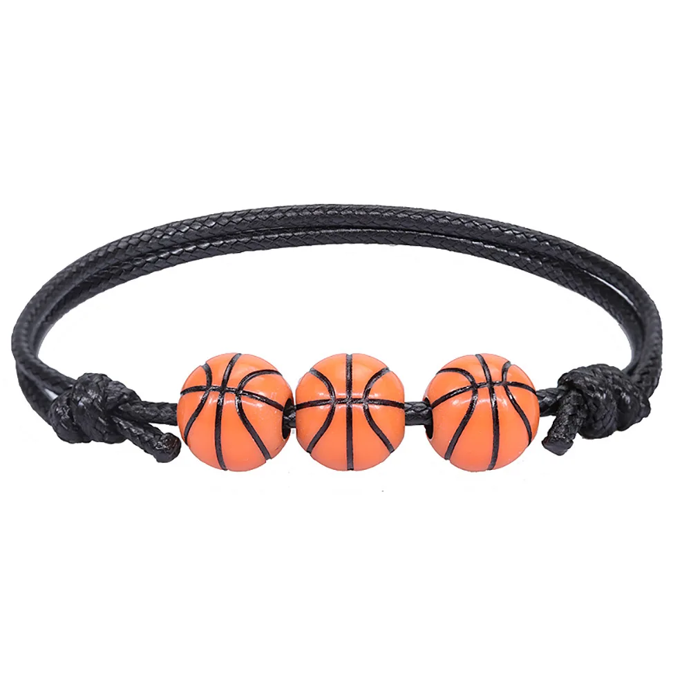 Pulsera con dijes para jóvenes y adultos, brazalete deportivo ajustable con temática de baloncesto y fútbol, accesorios de equipo deportivo, 1 unidad