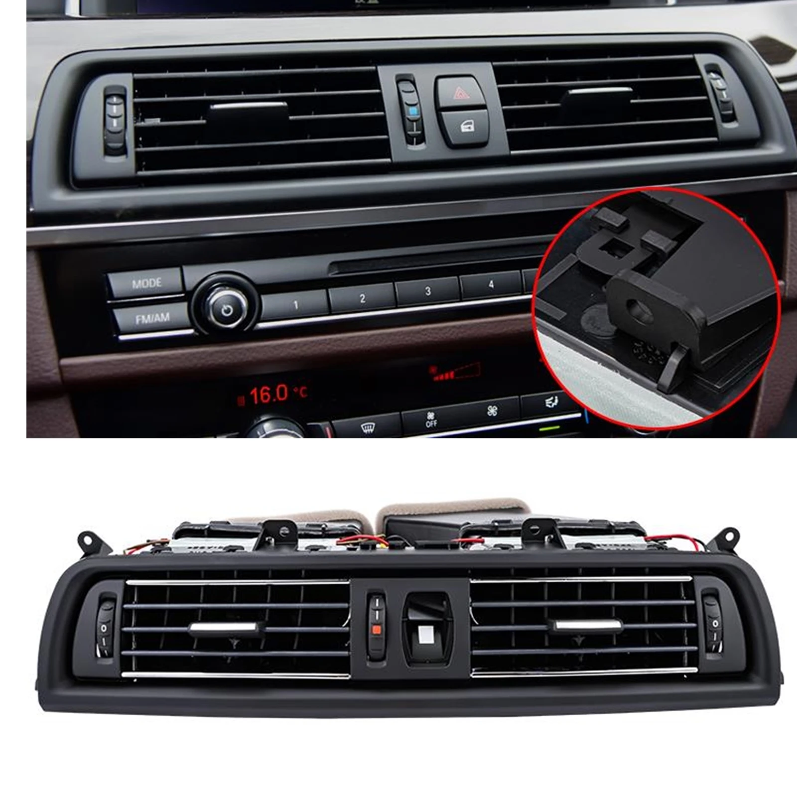 

Car Front Center A/C Conditioning Air Vent Outlet Assembly For BMW 5 Series F10 F11 F18 520i 523i 525i 528i 535i 550i 2010-2017