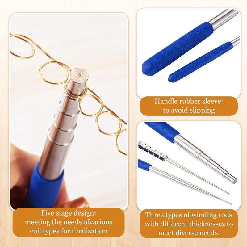 أفضل العروض 3 قطعة لفائف تهزهز سلك حلقات لف قضيب خطوة مانديل عصا الانتقال الدائري تشكيل أداة لصنع المجوهرات التفاف 1.5-10 مللي متر