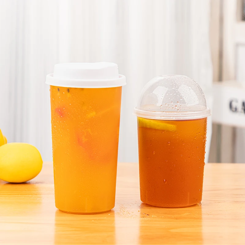 custom.LOKYO Frosted PP 500ml 700ml Straight Milk Tea Lenmon Tea Cup Reusable Disposable Plastic Cups Custom