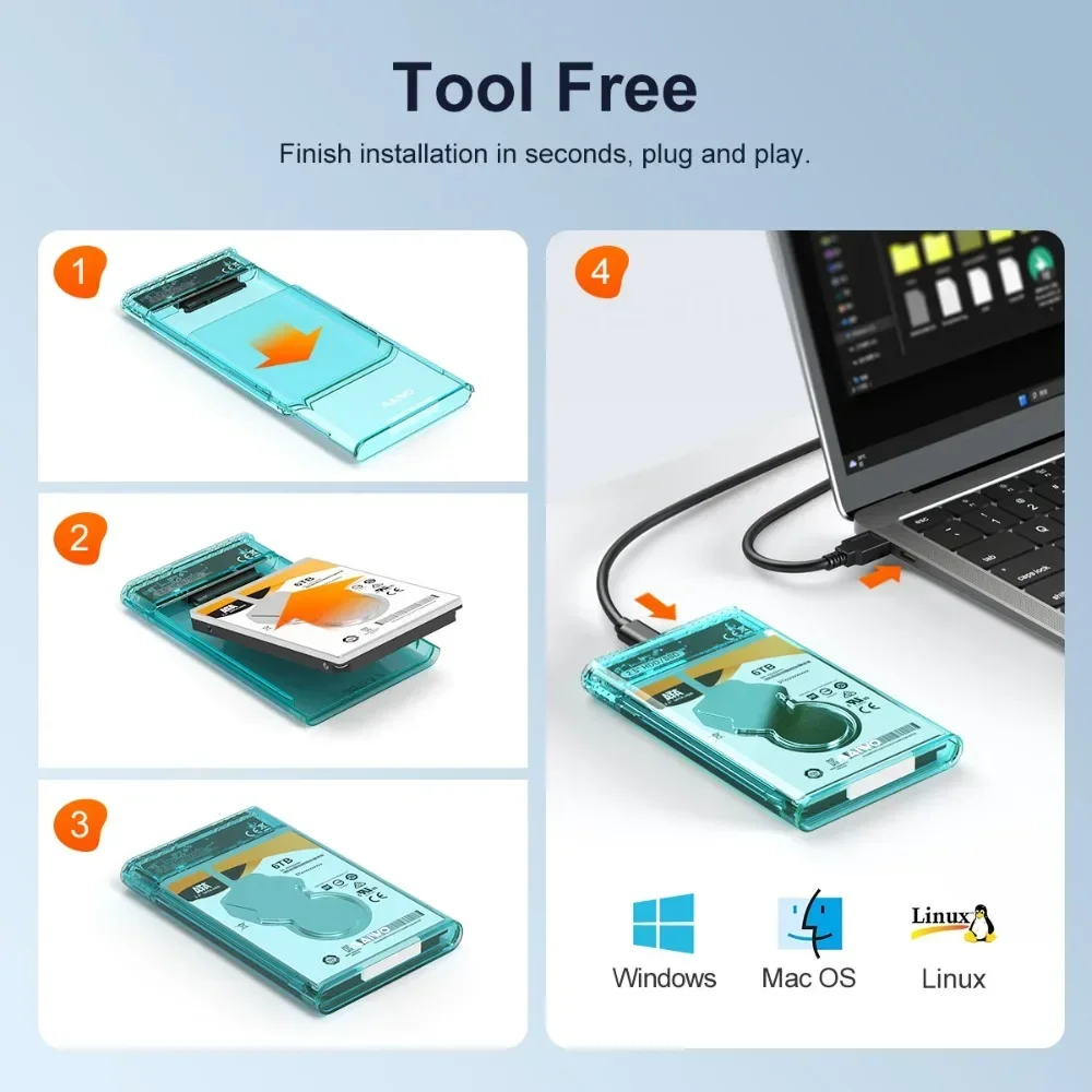 MAIWO-carcasa de disco duro externo SATA 2,5 a USB3.0, caja HDD de 2,5 pulgadas para SSD de 2,5 pulgadas, 6TB