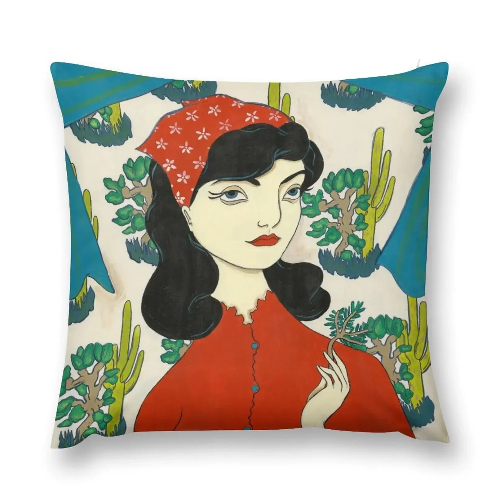 

Girl with Cacti Throw Pillow Decorative pillowcase Cushion Covers For Living Room luxury sofa pillows pillow