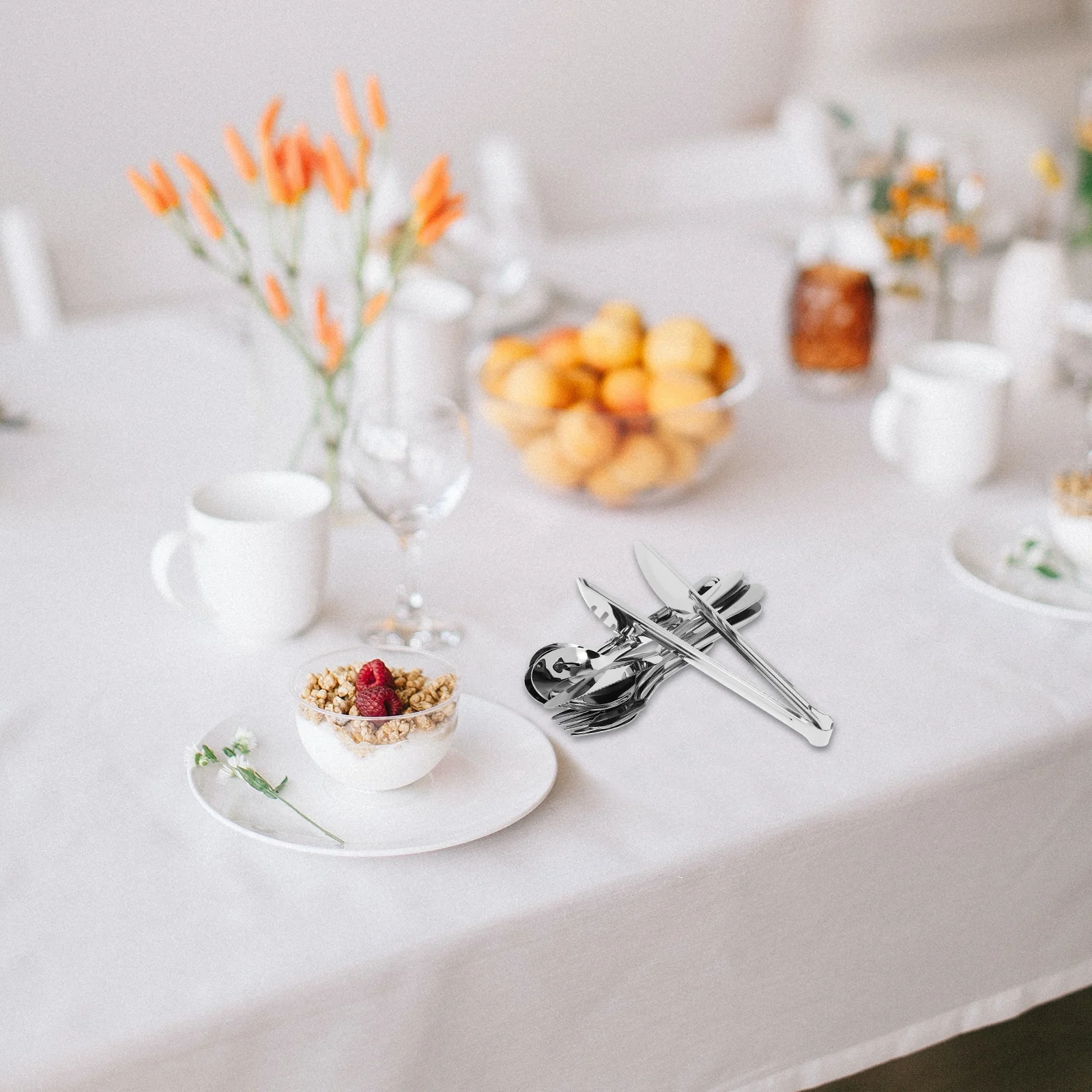 

1Set Stainless Steel Cutlery Exquisite Reusable Tableware Kit Polished Edges Smooth Surface Modern Design Home Restaurant Hotel