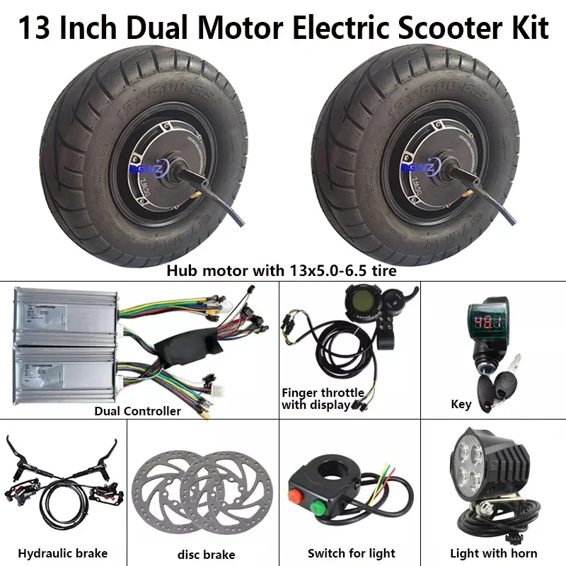 13 x5.0-6.5 pneumatico grasso da 13 pollici 60V 72V 3000W 4000W freno a disco senza spazzole senza spazzole Scooter elettrico Kit di conversione