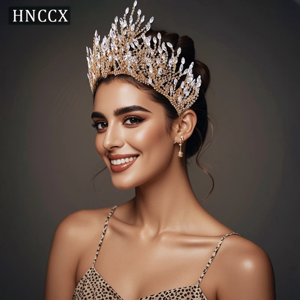 

HNCCX Rhinestone Bridal Crown Hair Accessories Wedding Tiara Pageant Crown Handmade Women Head Jewelry Bride Headwear CP374