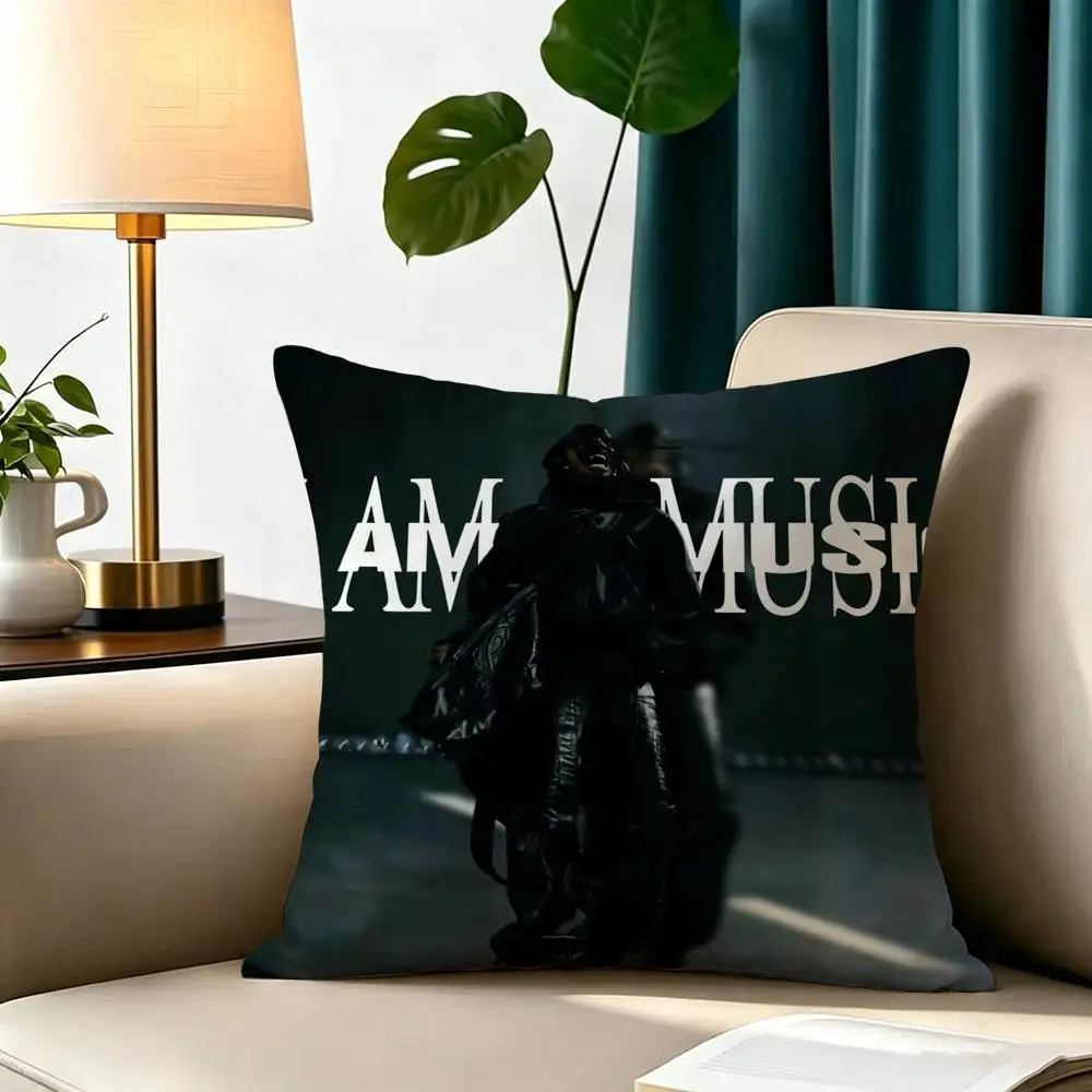 P-Playboi C-Carti I AM MUSIC  Square Double-Sided printed Pillow Case Bedroom Bedside Pillow Sofa Cushion Cover