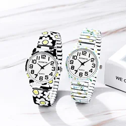 LANCARDO Men Women Teens Elastic Stretch Band Wristwatch Boho Arabic Numerals Watch Printed Decorative Telescopic Strap Gifts