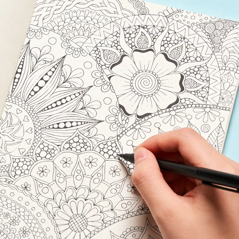 

An Adult Meditation and Stress Relief Art Hand Drawn Graffiti Book, with Plants/mandala Flowers/jungle/cat/space Graffiti Themes