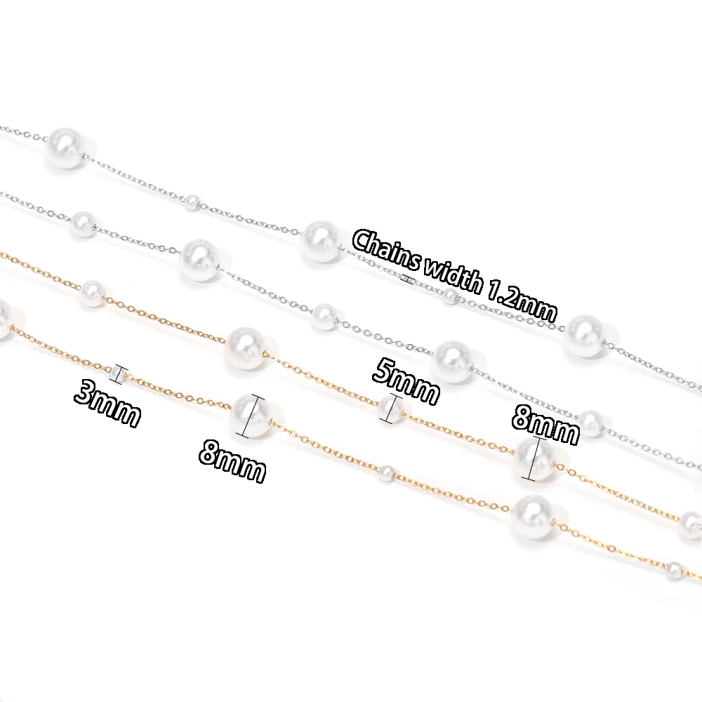 2 Meter Edelstahl-Imitationsperlenketten für DIY Handgemachte Damen-Halsketten, Schmuck, Armbänder, Ohrringe und Zubehör – Detail 3