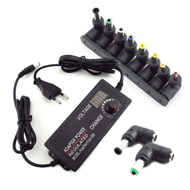 Adjustable Power Supply Adapter AC 100V-240V to DC 3V-24V 3A Universal Charger Jack to Plugs DC  5.5x2.1mm Female Connector