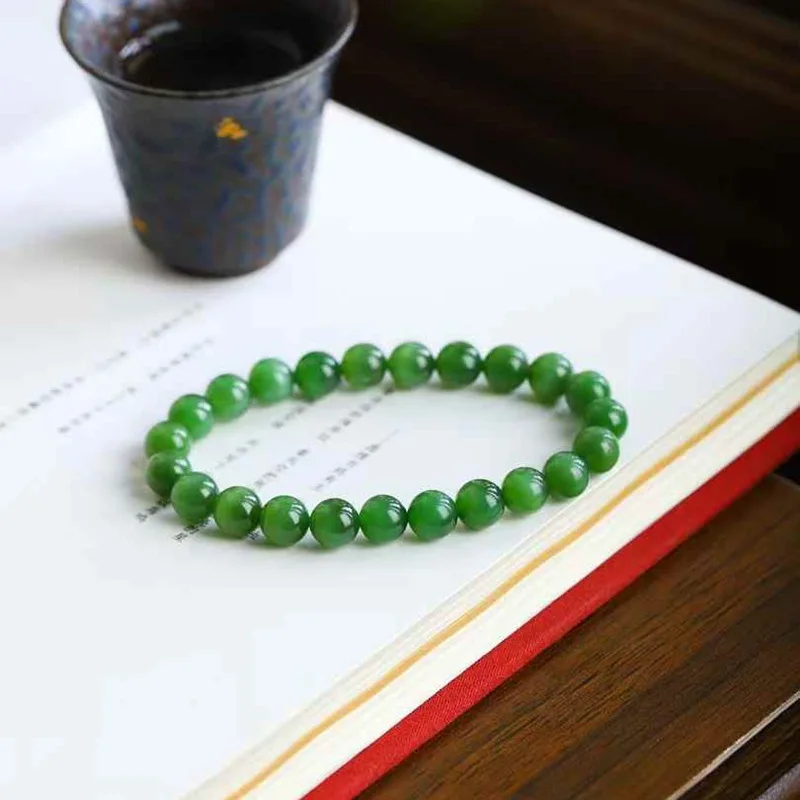 

Natural Hetian Jade Russian Old Material Simple'S Eye Bracelet With Certificate