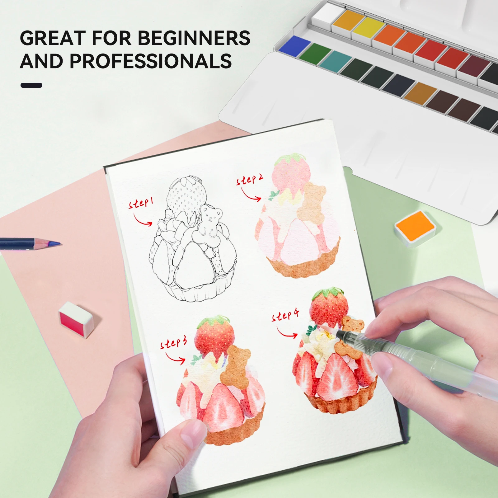 مجموعة ألوان مائية من MeiLiang 24، صبغة ألوان مائية صلبة لفناني الرسم واللوازم المدرسية #3