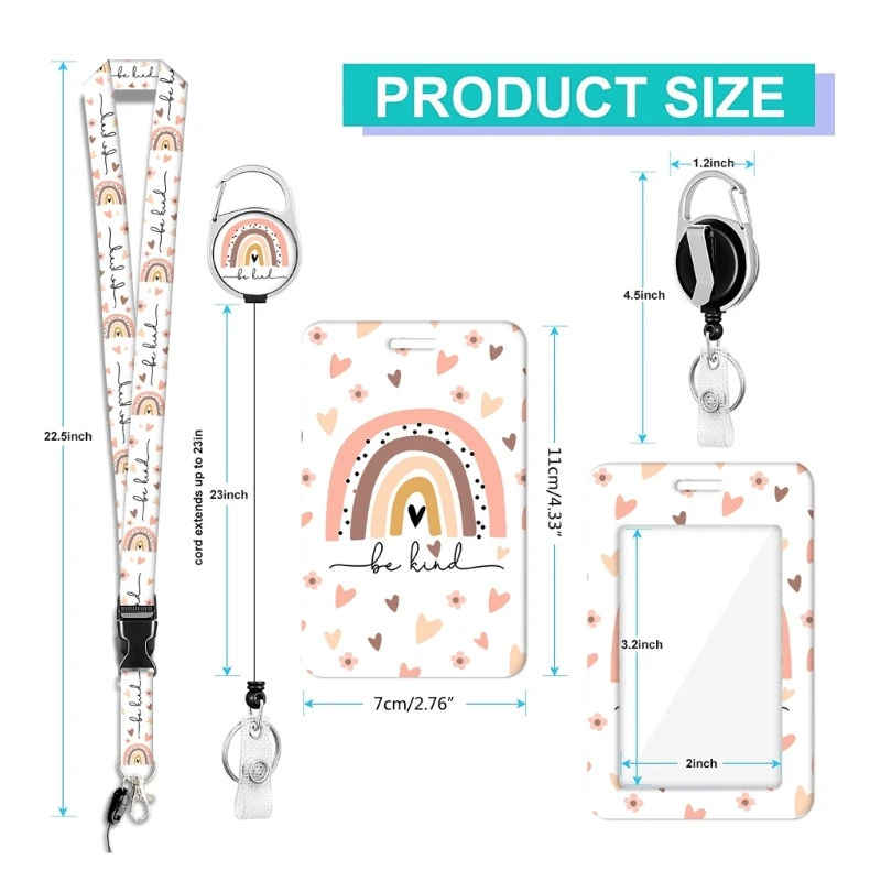 Новинка 2023 года, выдвижные катушки для бейджей с принтом, держатель для именной карточки и набор ремешков. Набор выдвижных для