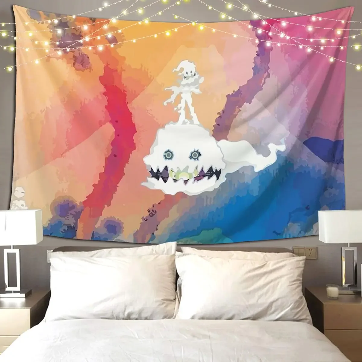 

Kid See Ghosts Cov Tapestry Funny Wall Hanging Aesthetic Home Decoration Tapestries for Living Room Bedroom Dorm Room