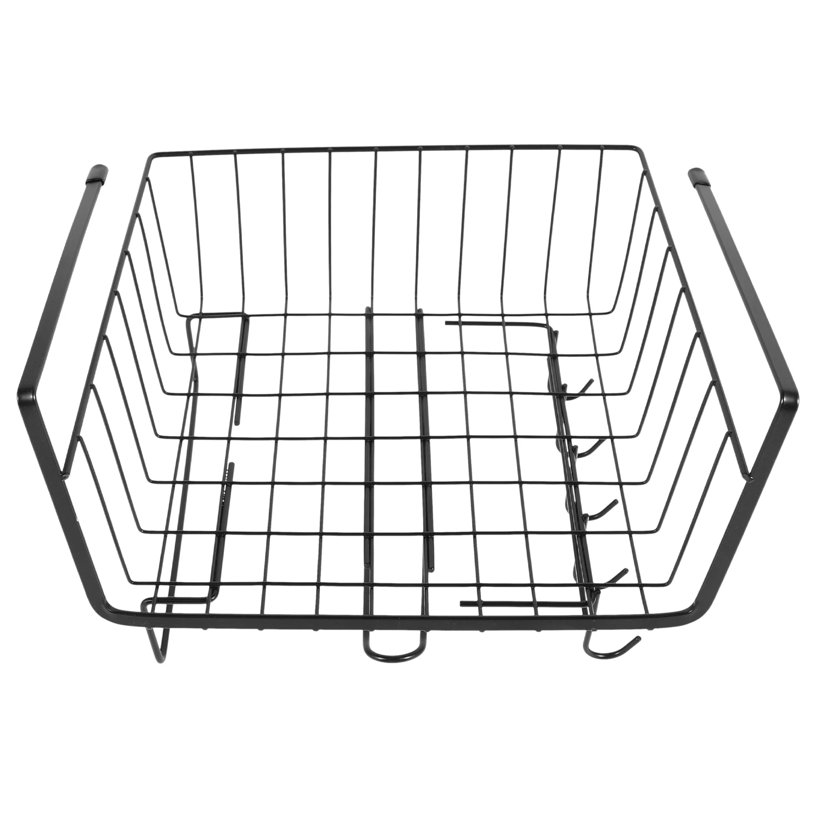 

Storage Shelving Rack Basket Sundries Holder Vegetable Metal Hanging Kitchen Iron Black
