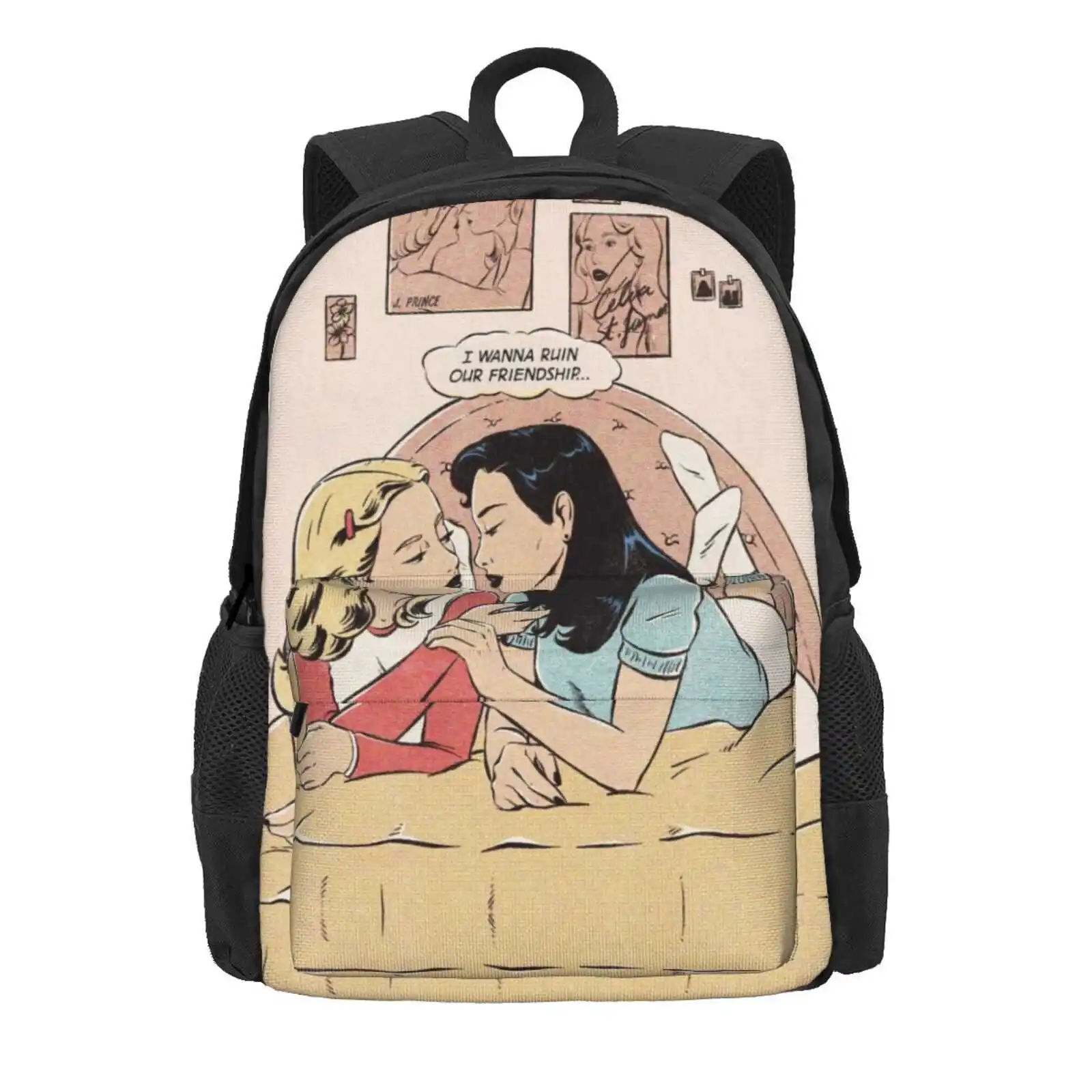 Ruin Our Friendship Hot Sale Schoolbag Backpack Fashion Bags Lesbian Art Sapphic Art Queer Love Gay Love Lesbian Couple Sapphic