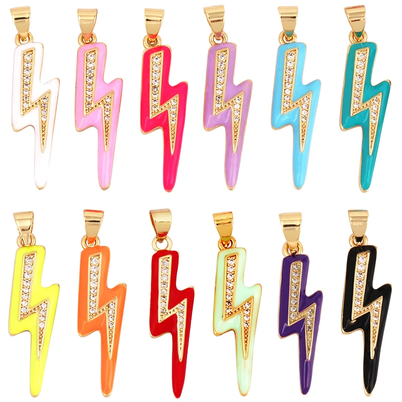 Knipperende Bout Emaille Bedeltje Neon Roze Oranje Turquoise Rode Hanger Olie Gevallen, Vergulde Kleur, Ketting Armband Hanger M98