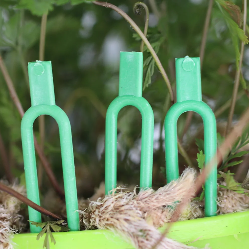 50PCS Strawberry Planting Fork Green Stolon Fixator Watermelon Vine Pressing Device Garden Plants Fastening Fixture Clamp Clips