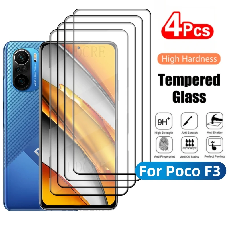 Стекло закаленное 9H HD для Xiaomi Poco F3 PocoF3 6,67 дюйма, 4 шт.