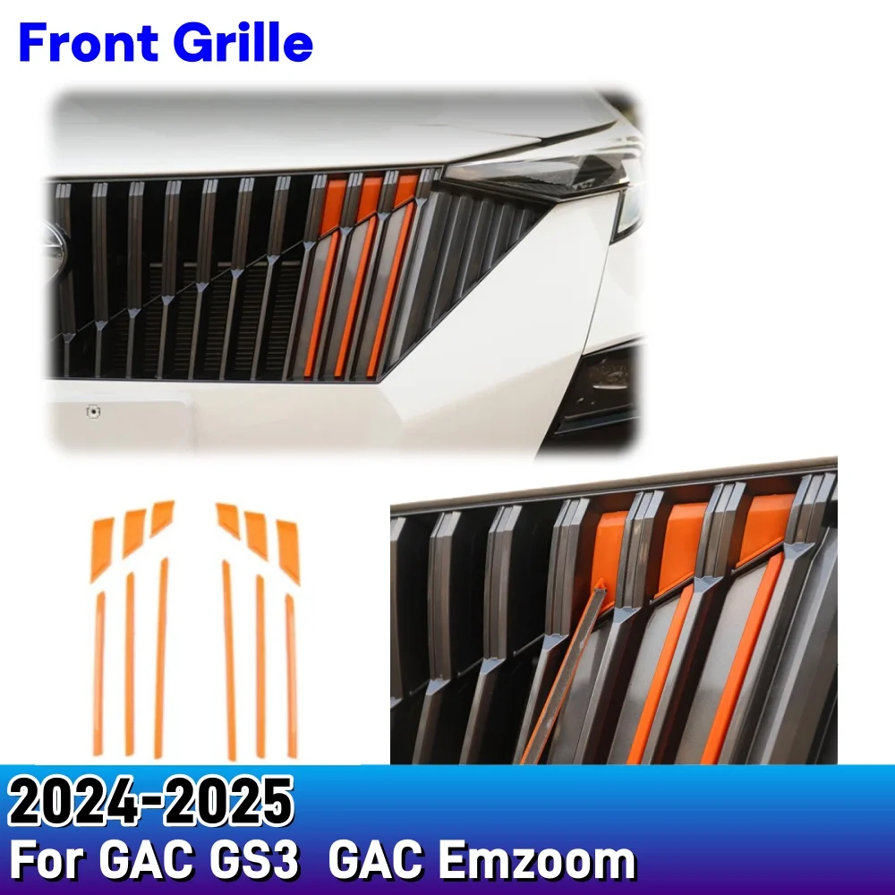 

For GAC GS3 2024 GAC Emzoom 2025 Car Styling Front Grille Tri-color Strip Trim Modification Upgrade Decoration Auto Accessories