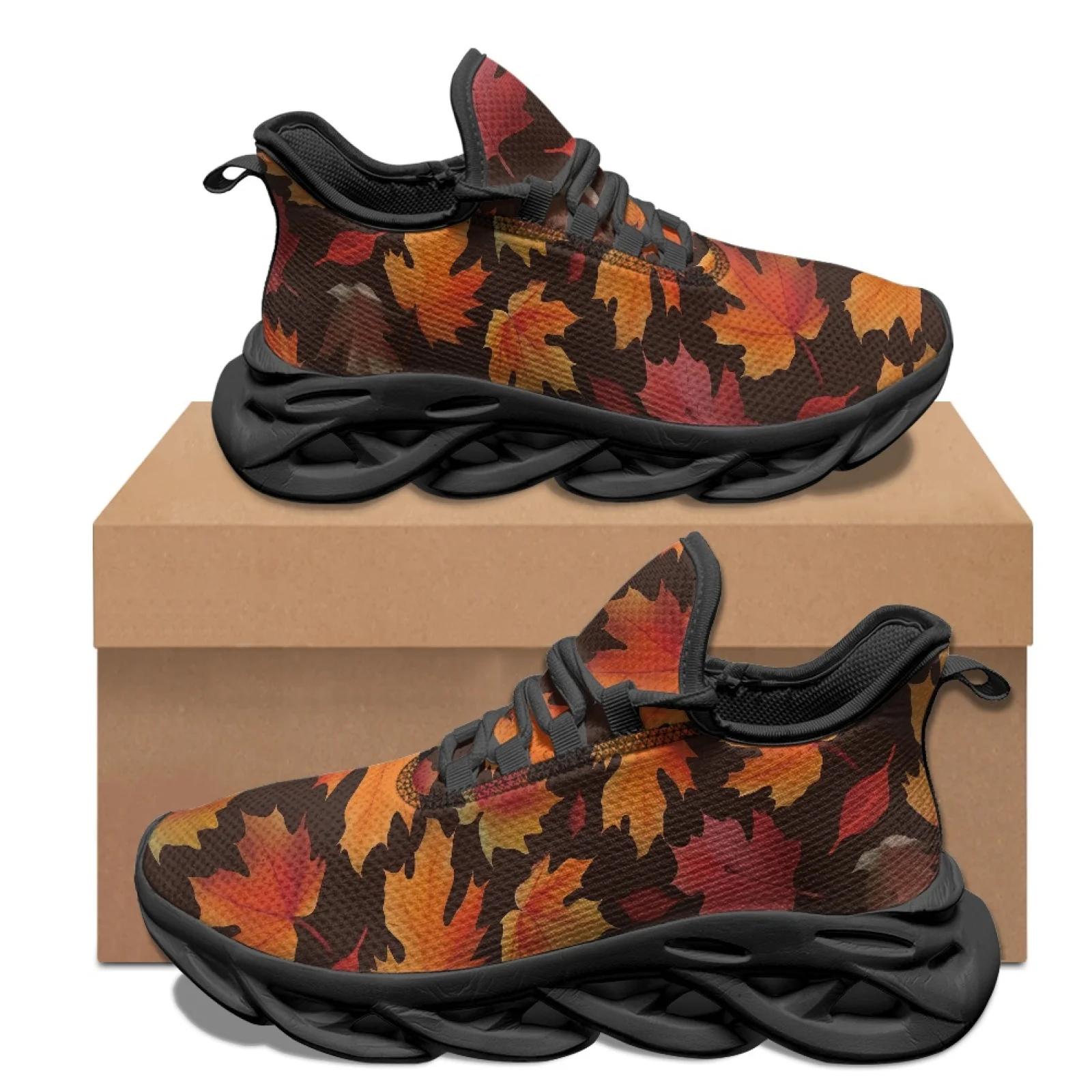 XIXIRIMIDO Blade Running Shoes Women's Lightweight Sneakers Men's Sports Commuter Shoes Comfortable Breathable Soft Maple Leaf