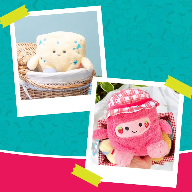 BumBumz Jazwares-Jouet en peluche au beurre pour enfants, oreiller original, série de pique-nique, cadeau pour fille, ornement, cadeaux de vacances