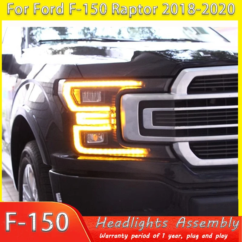 

Светодиодные фары для Ford Raptor F-150 F150 18-20, полностью светодиодные фары в сборе, обновление, комплект аксессуаров для линз проектора с высокой настройкой