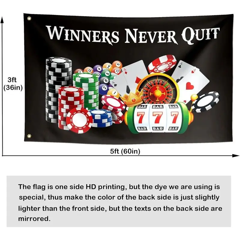VIKAMA Casino Game Wall Tapestry Poker Chip Print Backdrop Polyester Wall Hanging Bedroom Dorm Living Room Motivational Decor